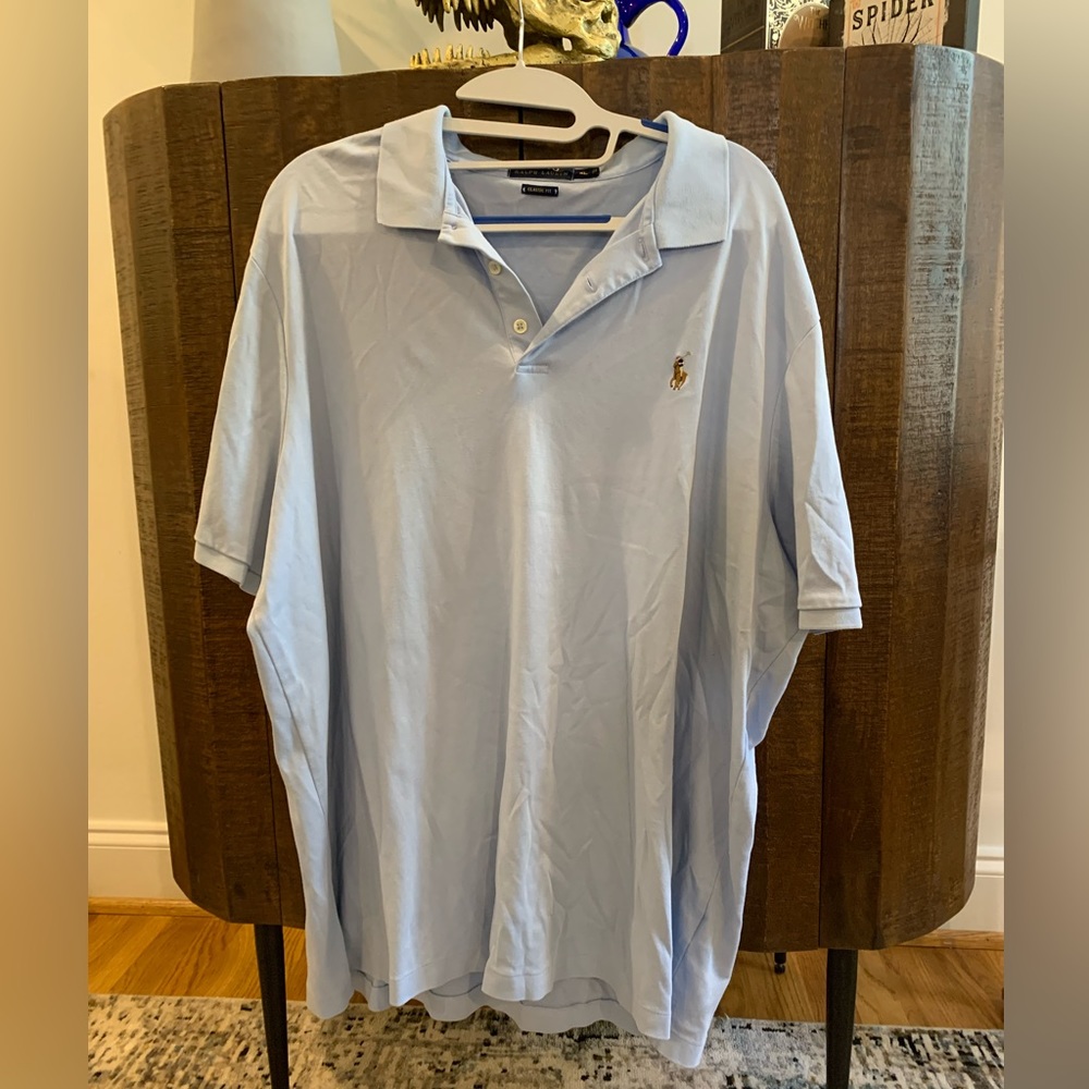 Custom fit powder blue polo